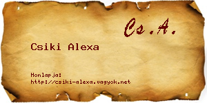 Csiki Alexa névjegykártya
